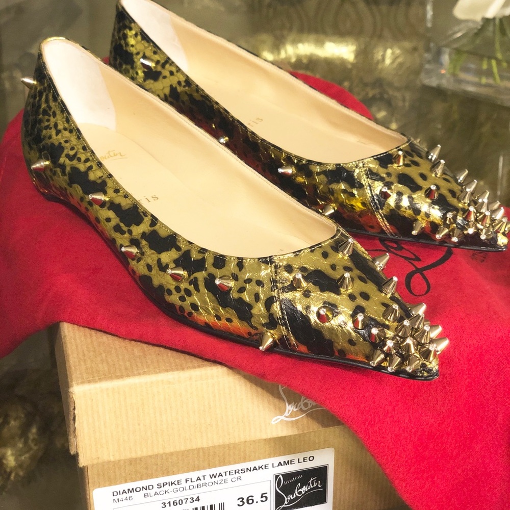 NEW/Unworn Christian Louboutin spiked snake flats